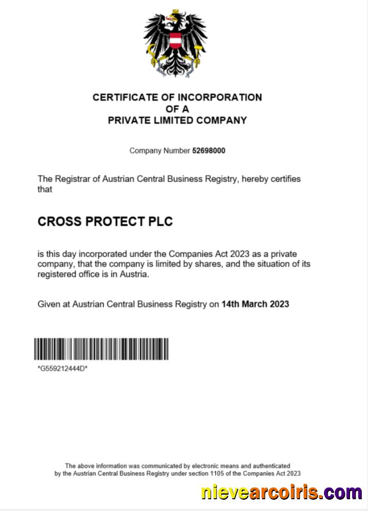 Austria certificate of registration
